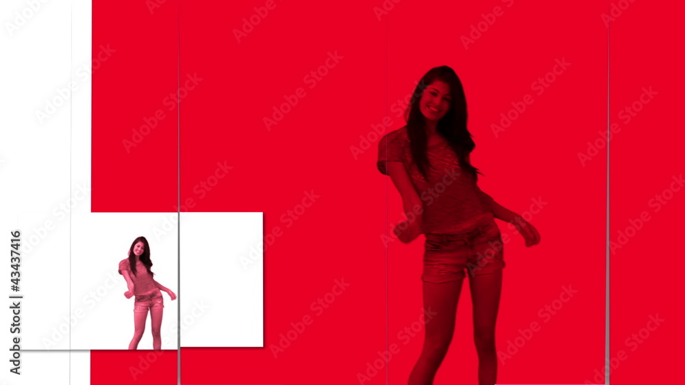 Women dancing against coloured background Women dancing against coloured background