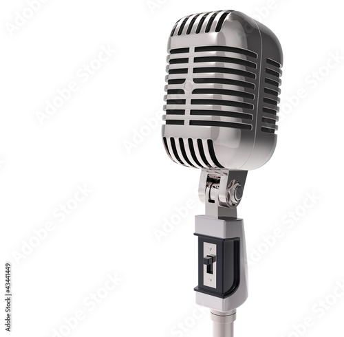 3d Retro microphone. isolated on white with clipping path