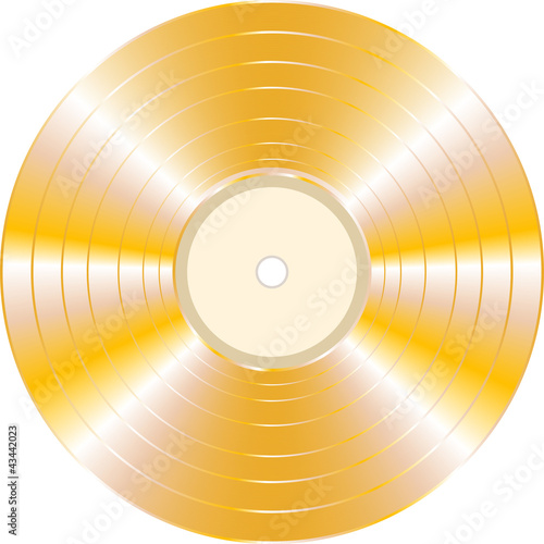 gold vinyl record on white background