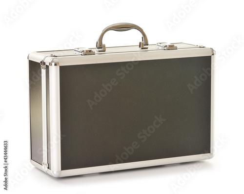 Black professional suitcase isolated on white