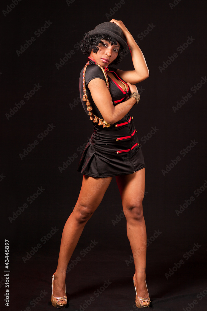 Burlesque dancer in seductive pose