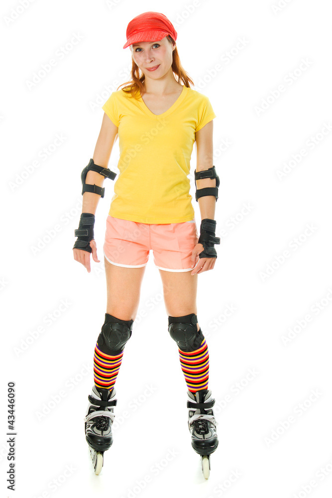 beautiful young woman on roller skates beautiful young woman on roller skates