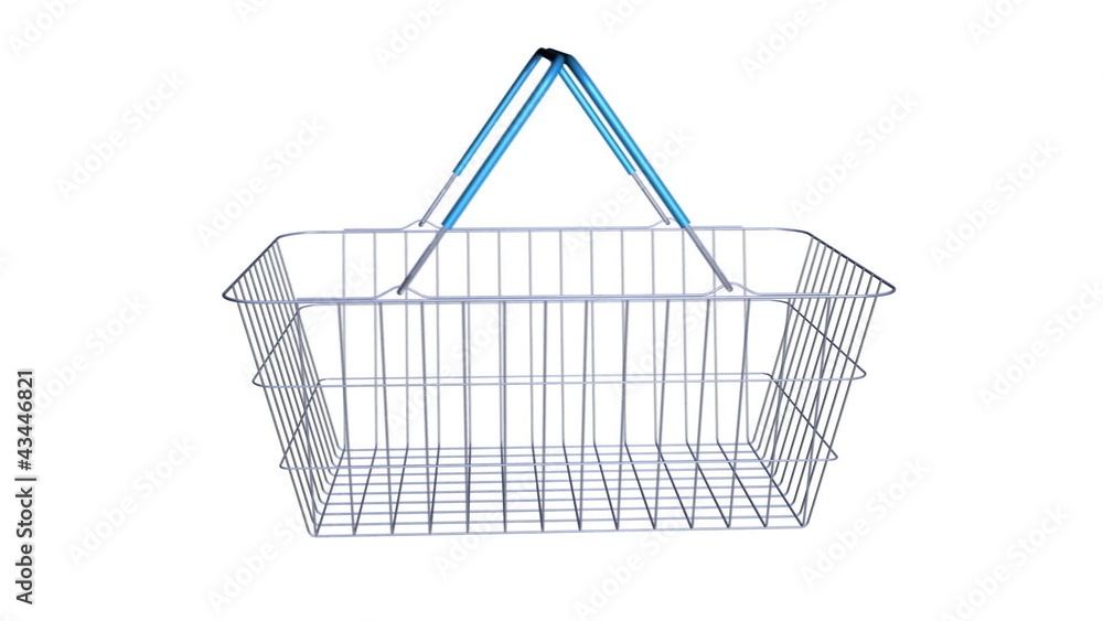 Wire shopping basket rotates. Loops. Wire shopping basket rotates. Loops.