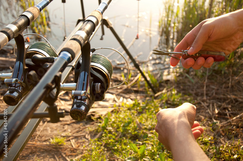 Wallpaper Mural Fisherman hands with equipment Torontodigital.ca
