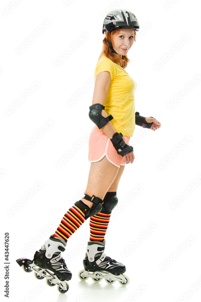 beautiful young woman on roller skates beautiful young woman on roller skates