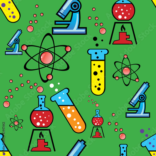 seamless background with objects of chemistry