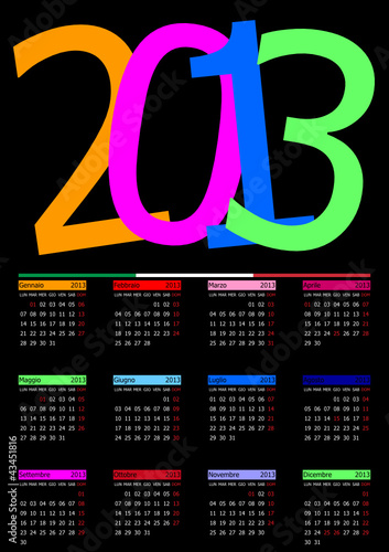 Calendario 2013 Italiano Nero Versione 3