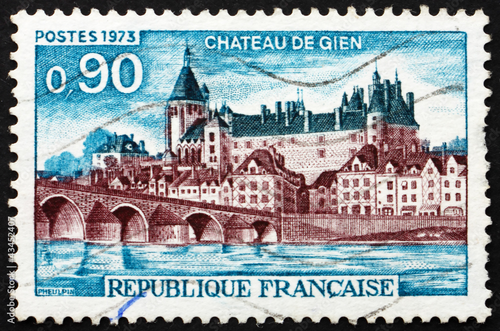 Postage stamp France 1955 Gien Chateau, France