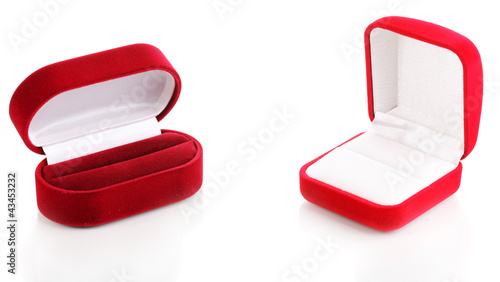 Red jewelry boxes isolated on white