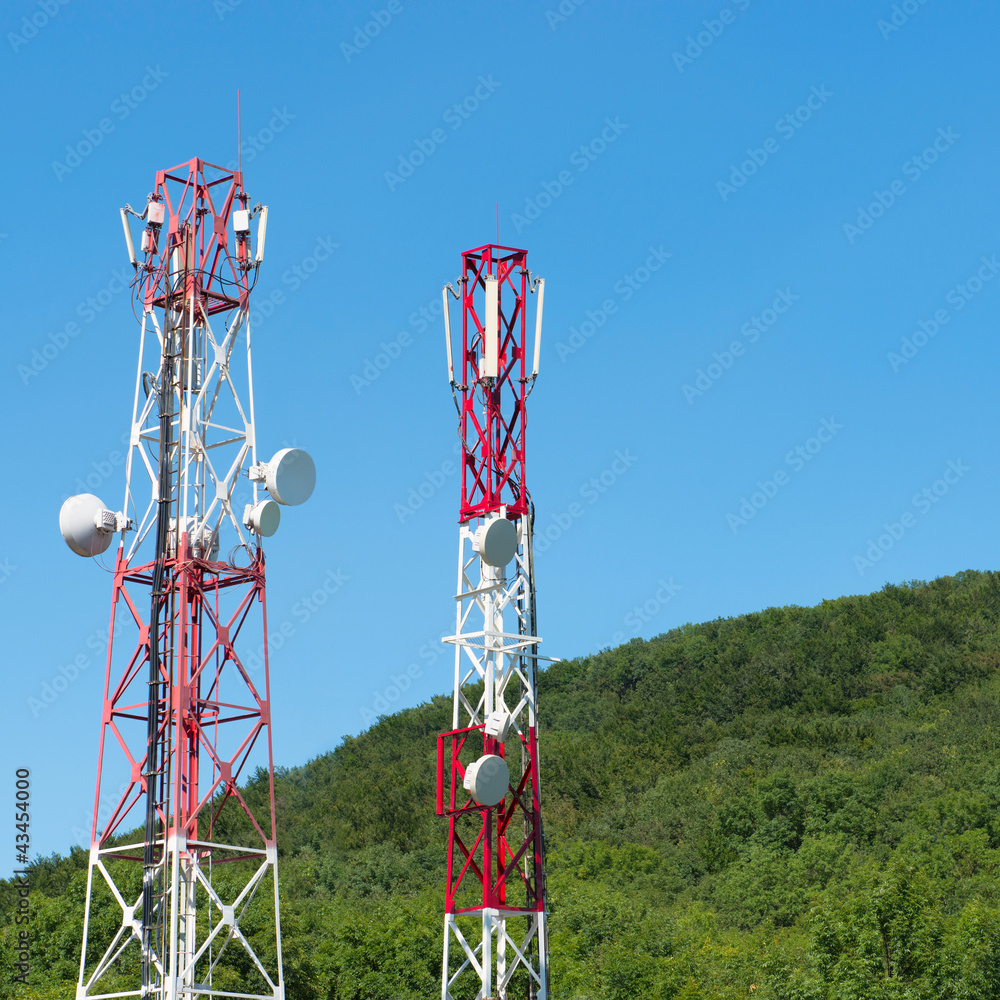 Obraz premium broadcasting towers In mountains