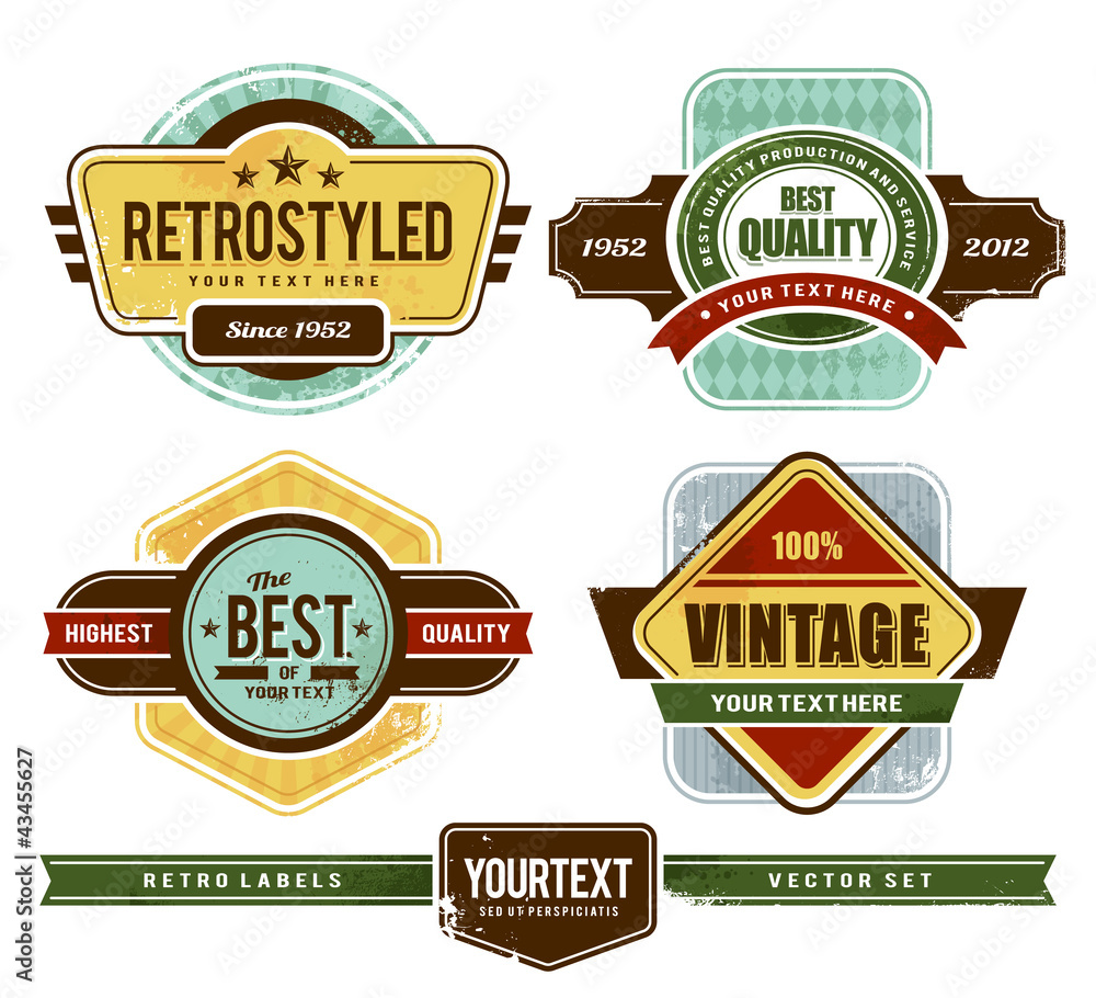 Vector set of grunge retro badges.