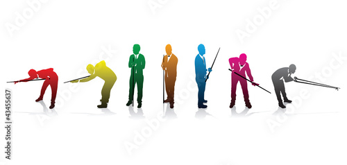 set of snooker player silhouettes