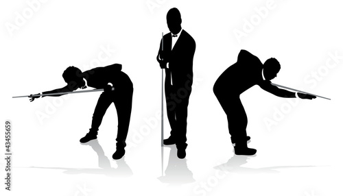 set of snooker player silhouettes