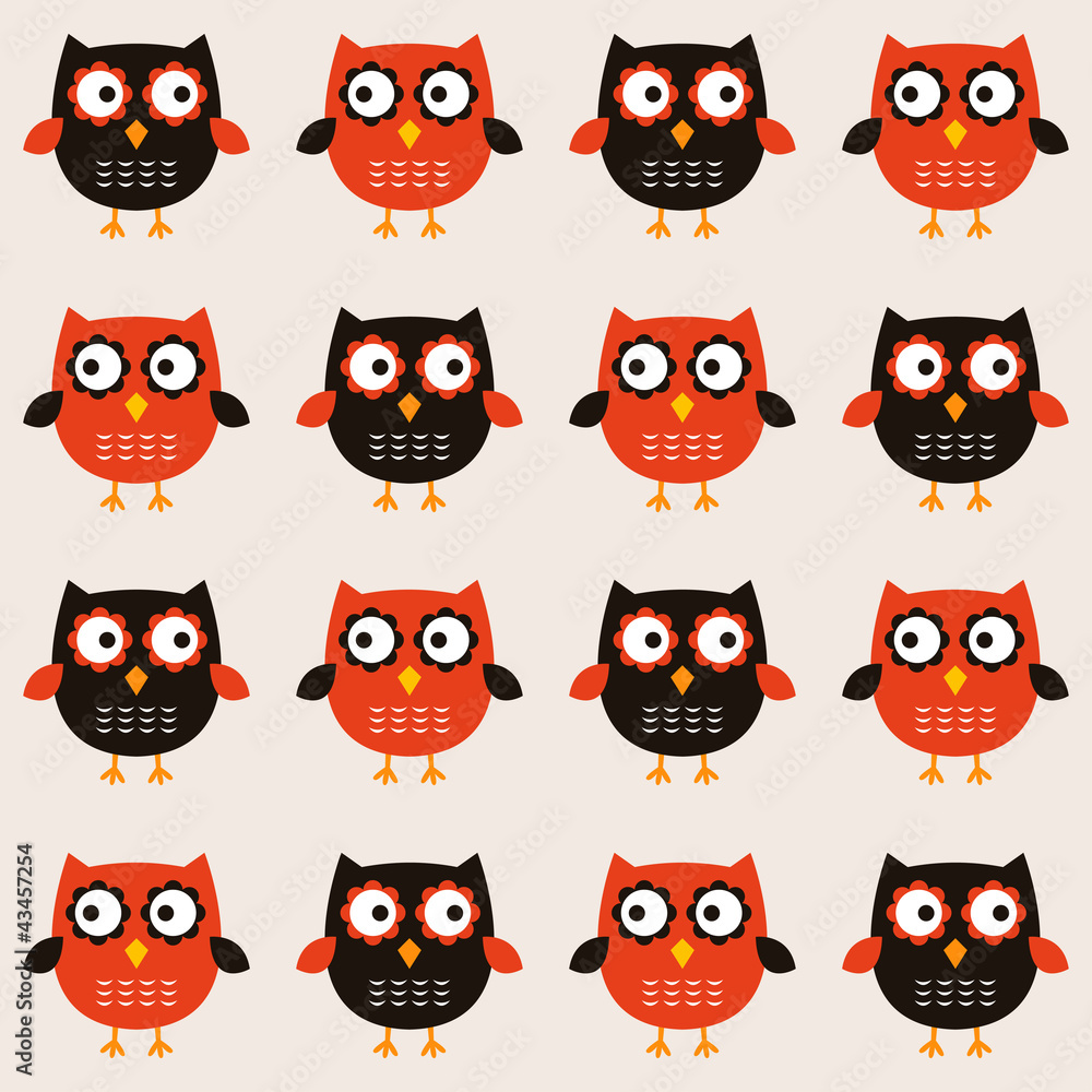 Seamless retro owls pattern Seamless retro owls pattern