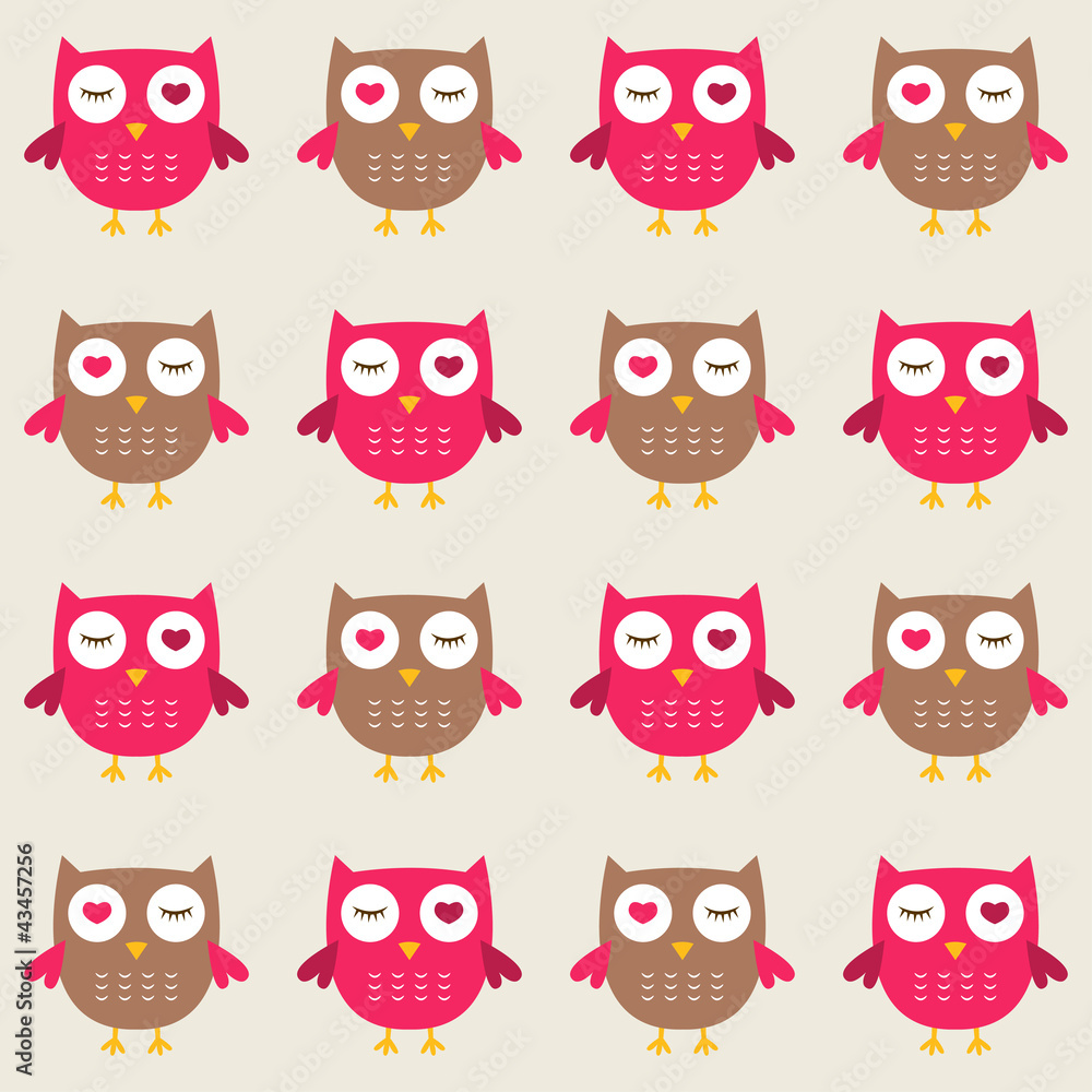 Seamless owls in love pattern Seamless owls in love pattern