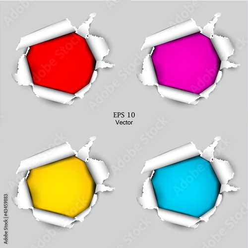 Torn paper with space for text. Vector set