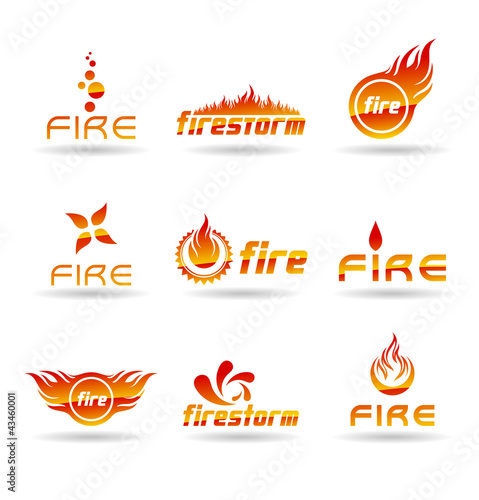 Set of abstract fire icons.