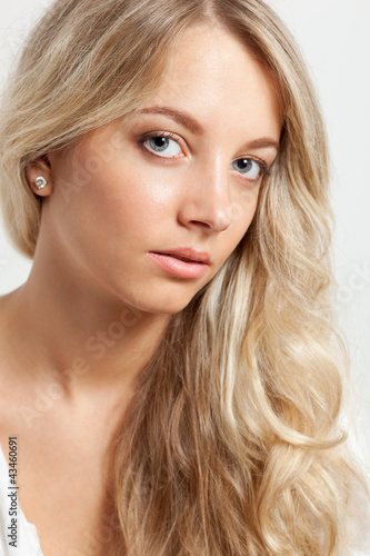 blonde woman closeup face portrait