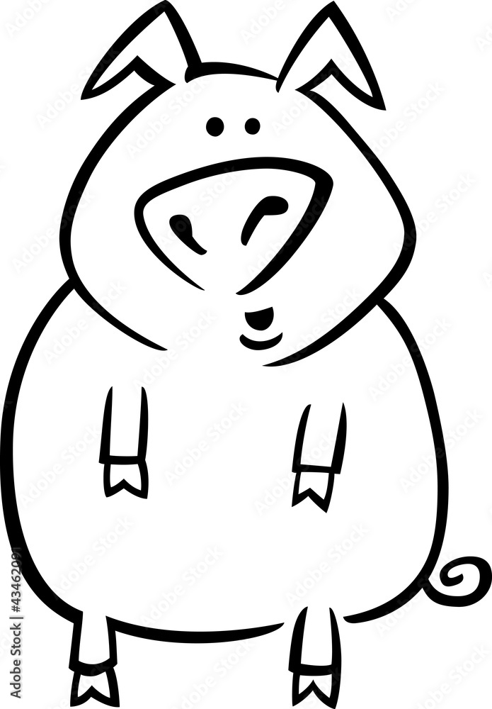 Obraz premium Cartoon pig for coloring page