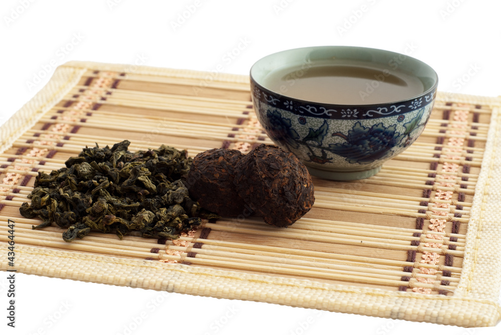 Healthy green tea with cup
