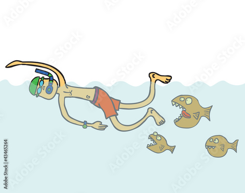 swimming with piranhas