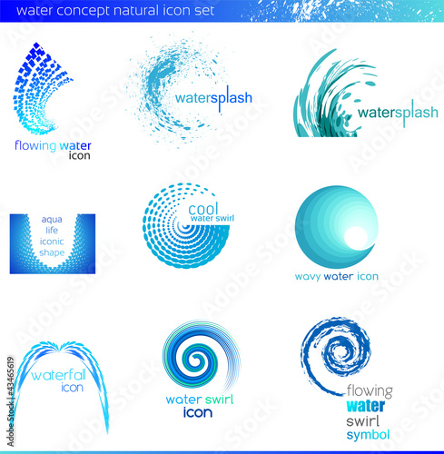 Set of water design elements