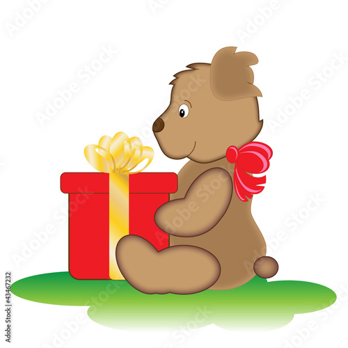 Teddy bear with gift