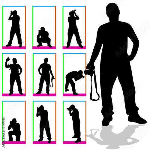 photographer silhouette vector in box