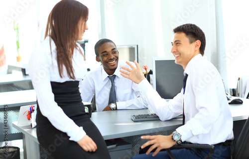 Wallpaper Mural Portrait of happy business team having meeting in Torontodigital.ca