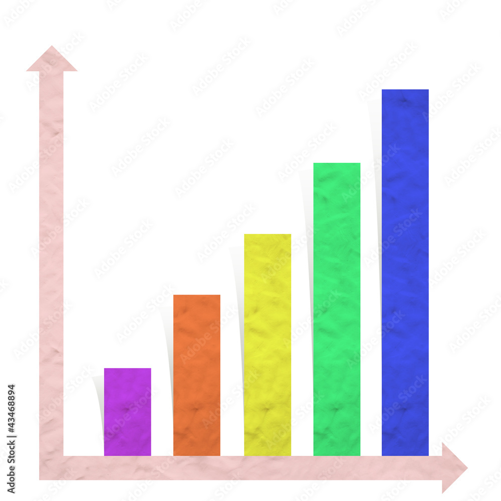 Plasticine graph stick on white background Plasticine graph stick on white background