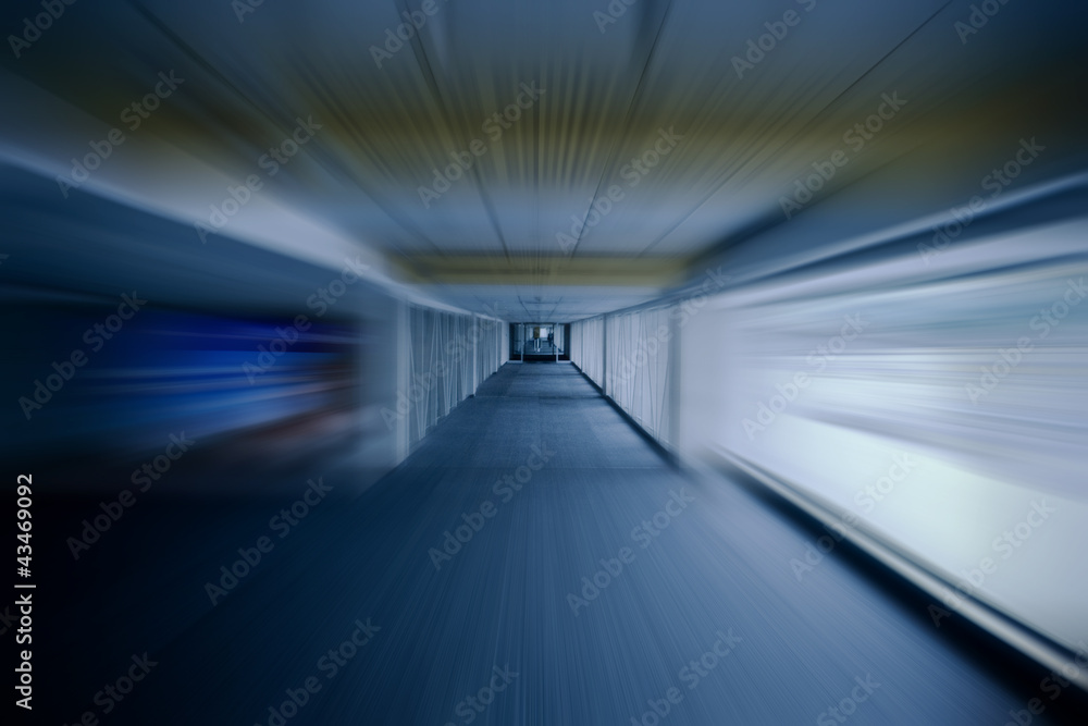 blurry airport interior