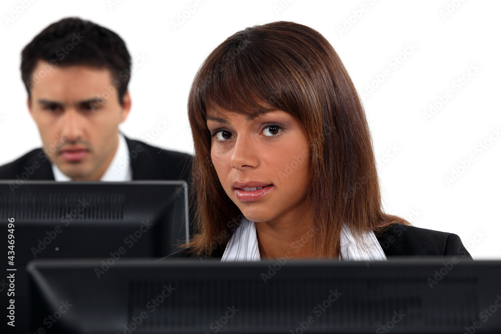 Office workers at computers