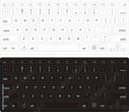Computer keyboard in white and black