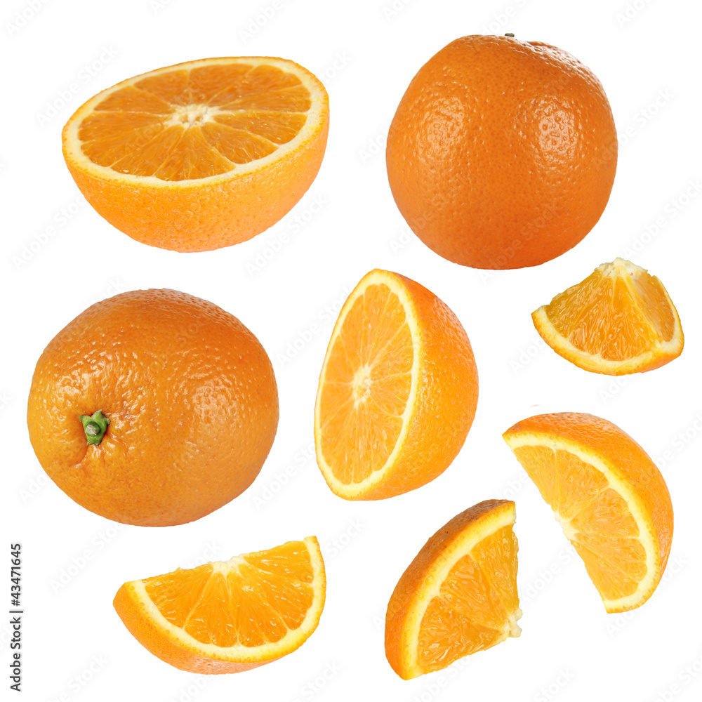 Fresh orange collection over white background Fresh orange collection over white background