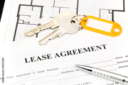 Lease agreement document with keys
