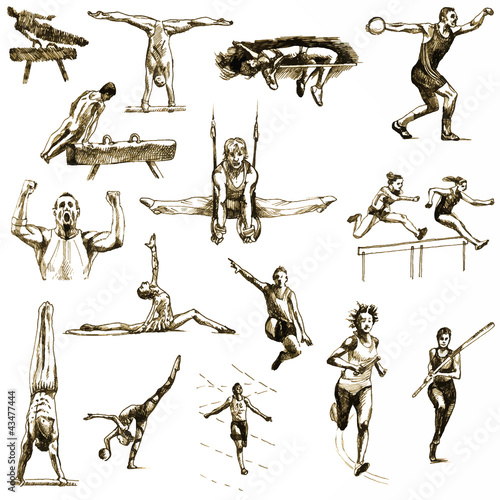 summer sports collection - hand drawings converted into vector