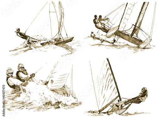 yachts - sailing, drawings converted to vector