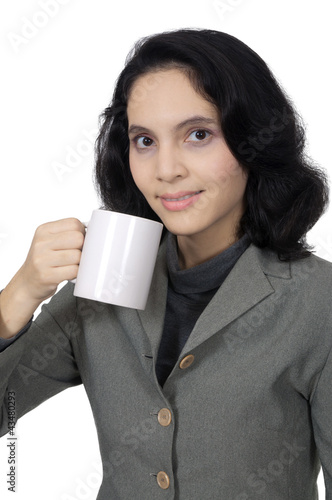 Business Woman Drink Coffee