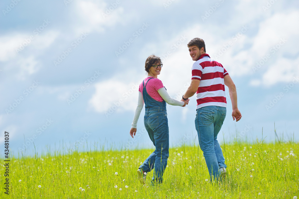 romantic young couple in love together outdoor romantic young couple in love together outdoor