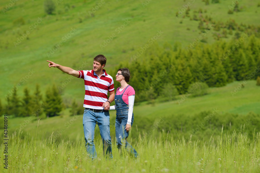 romantic young couple in love together outdoor