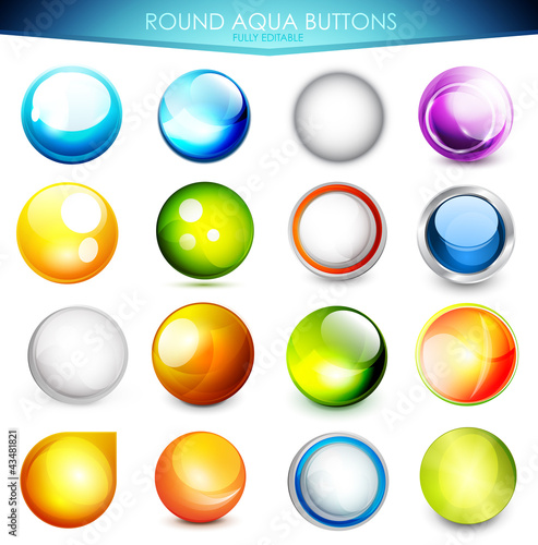 Set of colorful aqua buttons