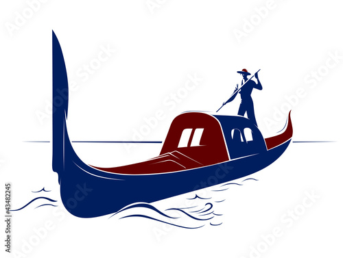 Venice, gondoly. Vector silhouette