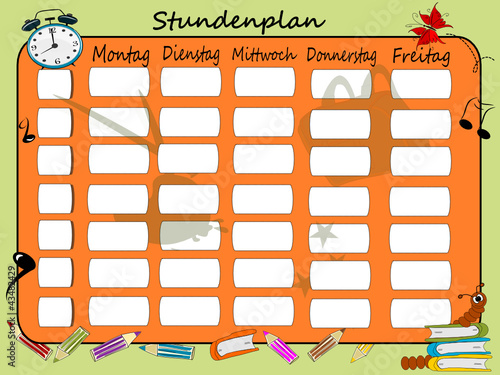 Schuleinführung, Stundenplan Illustration