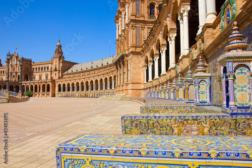 benches of  Plaza de Espana, Seville, Spain