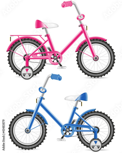 pink and blue kids bicycle illustration