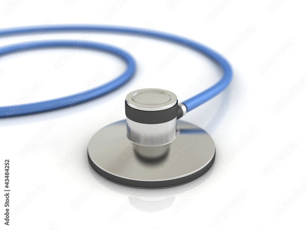 Blue medical stethoscope on white background Blue medical stethoscope on white background