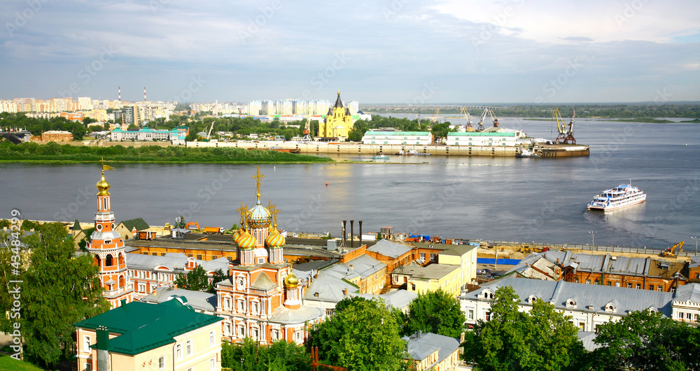 Nizhny Novgorod cityscape in the morning of july