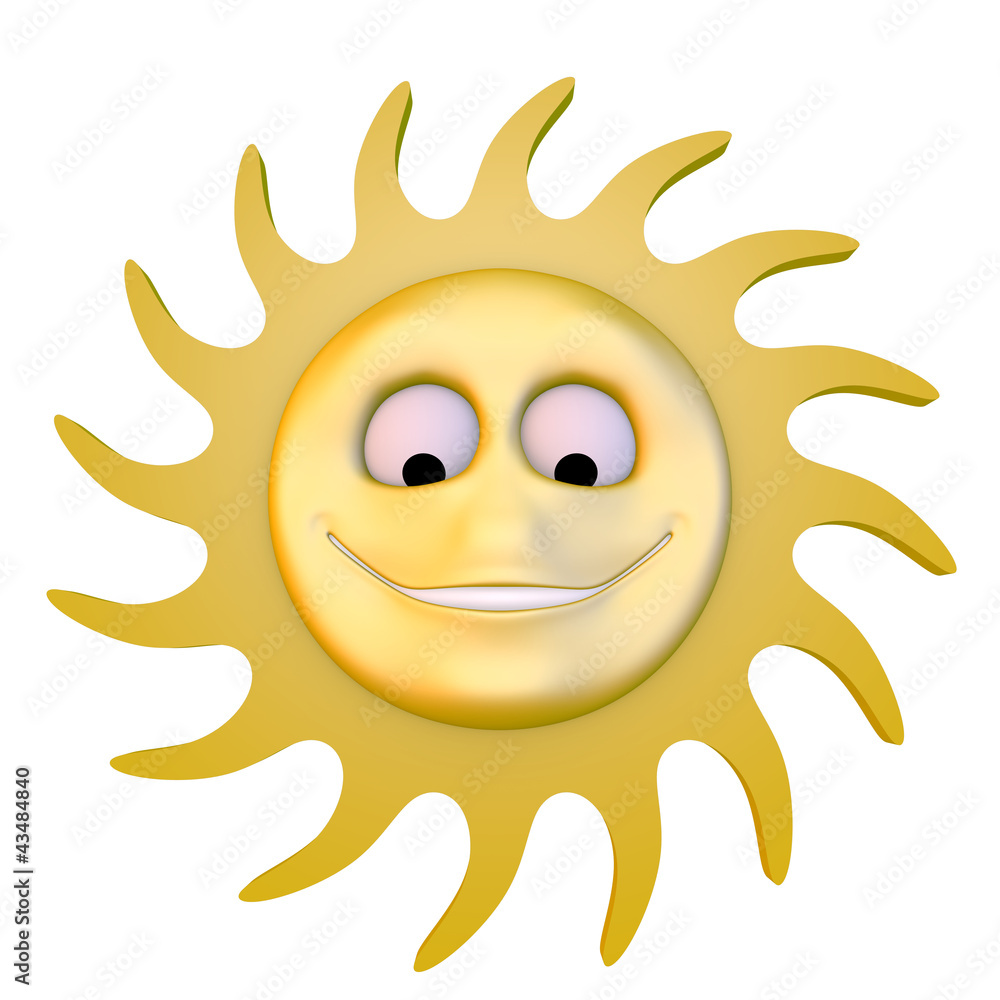 3d sun character looking down 3d sun character looking down