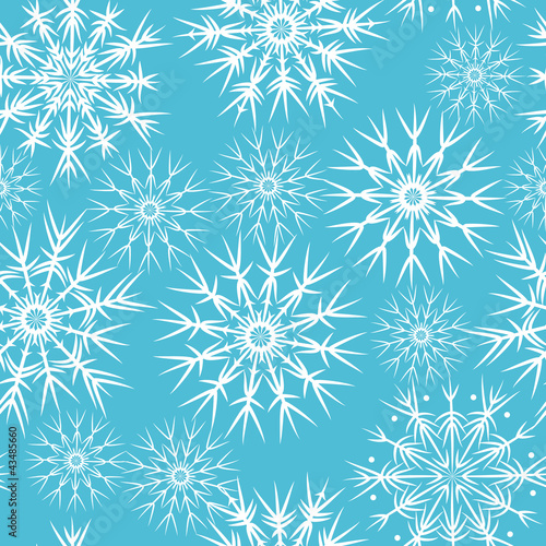 Filigree snowflakes seamless pattern, vector