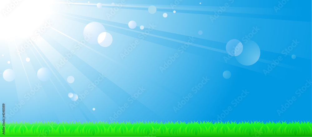 natural landscape with sky, sun and lawn natural landscape with sky, sun and lawn